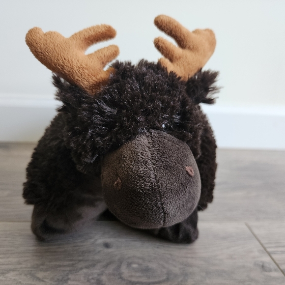 Pillow Pet Pee-Wees Brown Moose Plush Toy Stuffed Animal Hook & Loop Closure EUC - Picture 6 of 10